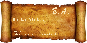 Barka Aletta névjegykártya